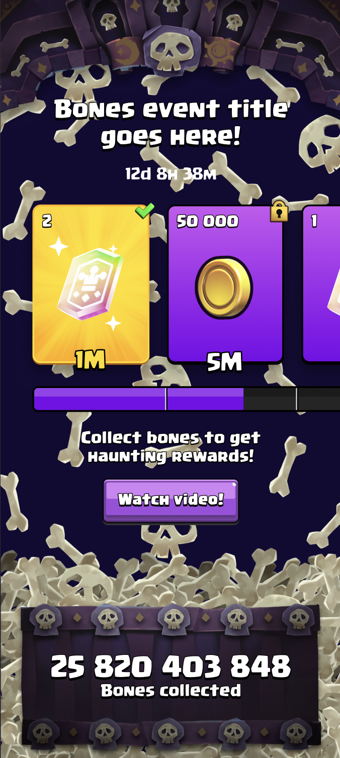 Bones community progress tracker in Clash Royale