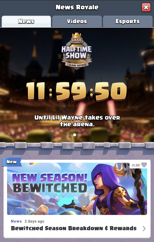 Super Bowl Halftime Countdown in Clash Royale